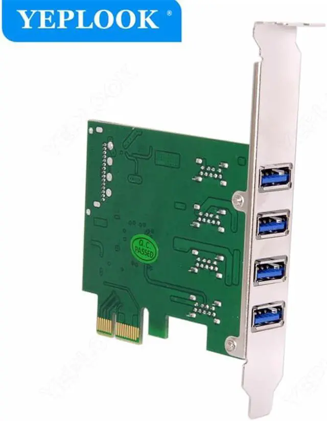 Alt view image 4 of 6 - PCIe to 4 Port USB3.0 HUB+SATA Power 5Gbps Expansion Card Controllor Adapter 5Gbps for Mainboard with 9.5cm Low Profile Bracket