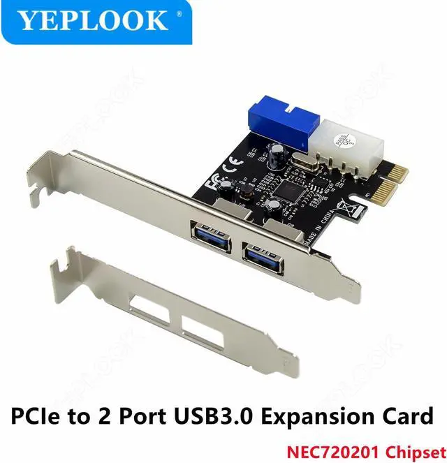 Main image of PCIe to 2 Port USB3.0 with 19Pin/20Pin 4pin IDE Power Connector PCI-E X1 HUB Controller Adapter Expansion Card NEC720201 Chipset