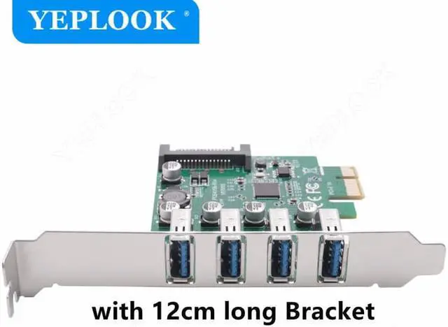 Alt view image 5 of 6 - PCIe to 4 Port USB3.0 HUB+SATA Power 5Gbps Expansion Card Controllor Adapter 5Gbps for Mainboard with 9.5cm Low Profile Bracket