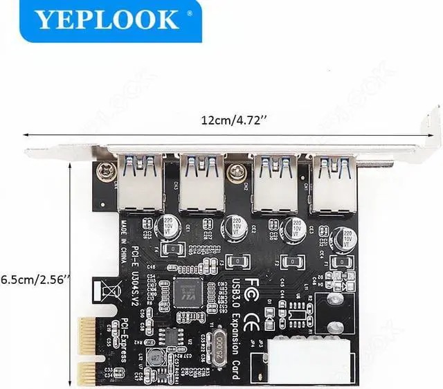 Alt view image 5 of 6 - PCIe 1x to 4 Port USB3.0 Expansion Card 4Pin Power Connector PCI Express Adapter USB 3.0 Hub High Speed 5Gbps Chipset NEC720201