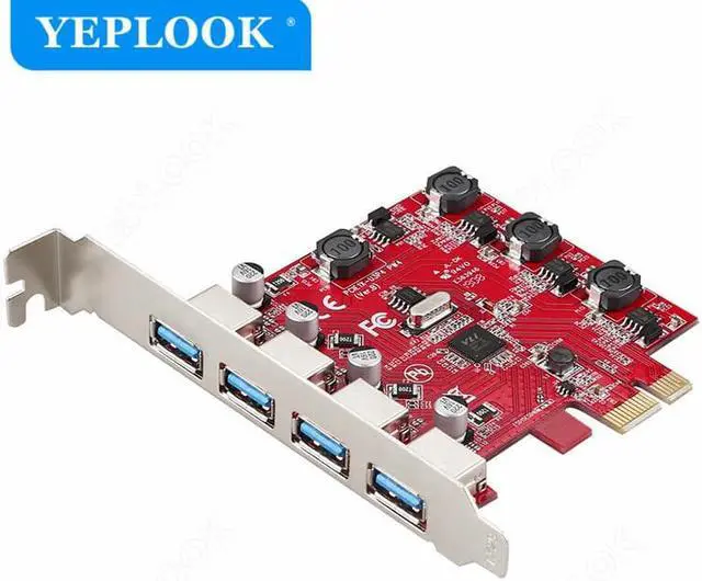 Alt view image 3 of 8 - PCIe x1 USB3.0 Expansion Card 4 Ports USB3.0 Hub High Speed 5Gbps Riser Card Adapter Red PCB Board VL805 Chipset for Desktop