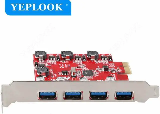 Alt view image 5 of 8 - PCIe x1 USB3.0 Expansion Card 4 Ports USB3.0 Hub High Speed 5Gbps Riser Card Adapter Red PCB Board VL805 Chipset for Desktop