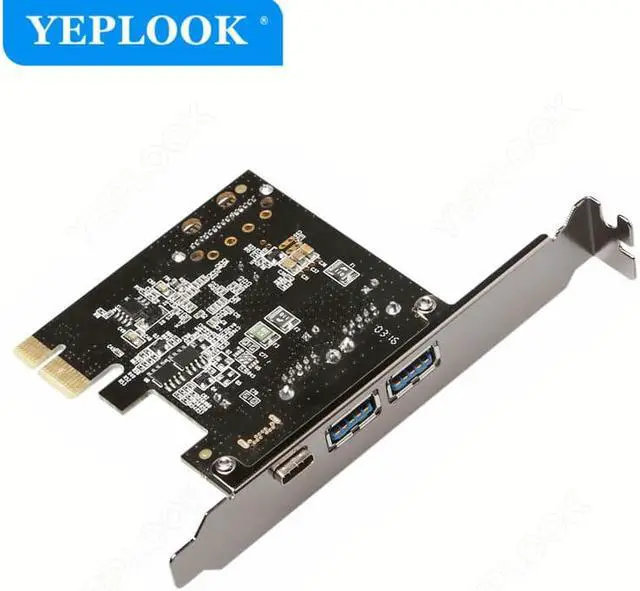 Alt view image 4 of 6 - PCIe to 2x USB3.0 and Type C with SATA 15Pin Expansion Card USB 3.0 Type A+USB 3.1 Riser Card USB3.0 Hub Adapter VL806 Chipset