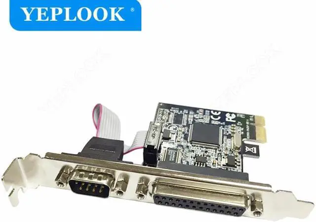 Alt view image 4 of 6 - PCIe to Single Port DB9+DB25 PCI-E X1 RS232 Serial Port + LPT Parallel Port Expansion Card Riser Card Chip ASIX/AX99100