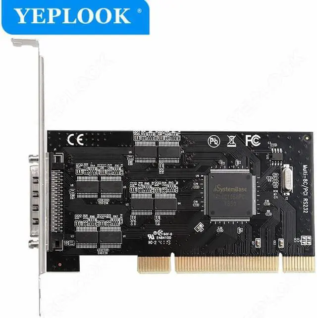 Alt view image 3 of 6 - PCI to 8x Serial Port RS232 DB9 COM Expansion Card I/O Controller Riser Adapter Chipset Systembase 16C1058 with Output Cable