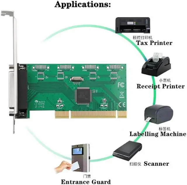 Alt view image 6 of 6 - PCI to DB25 25Pin Parallel Port LPT Printer PCI to Parallel Expansion Card Adapter Controller Chipset TXIC/TX382A for Desktop PC