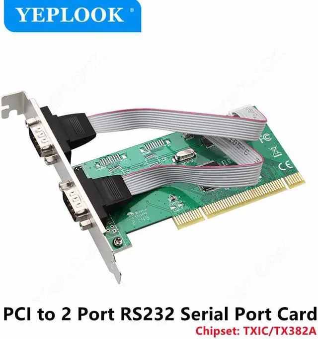Main image of PCI to 2 Serial Port RS232 RS-232 DB9 COM Expansion Card Riser Card Adapter Converter Chipset TXIC/TX382A for Desktop Computer