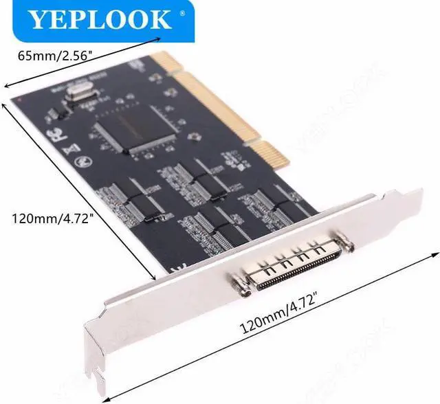 Alt view image 6 of 6 - PCI to 8x Serial Port RS232 DB9 COM Expansion Card I/O Controller Riser Adapter Chipset Systembase 16C1058 with Output Cable