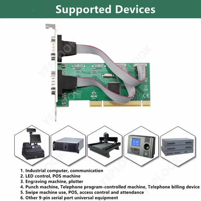 Alt view image 6 of 6 - PCI to 2 Serial Port RS232 RS-232 DB9 COM Expansion Card Riser Card Adapter Converter Chipset TXIC/TX382A for Desktop Computer