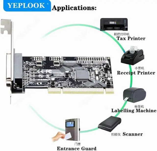 Alt view image 2 of 6 - 1 Port DB25 25Pin Parallel Port LPT Printer Expansion Card PCI to DB25 Adapter Controller Riser Card Chipset AX9865 for Desktop