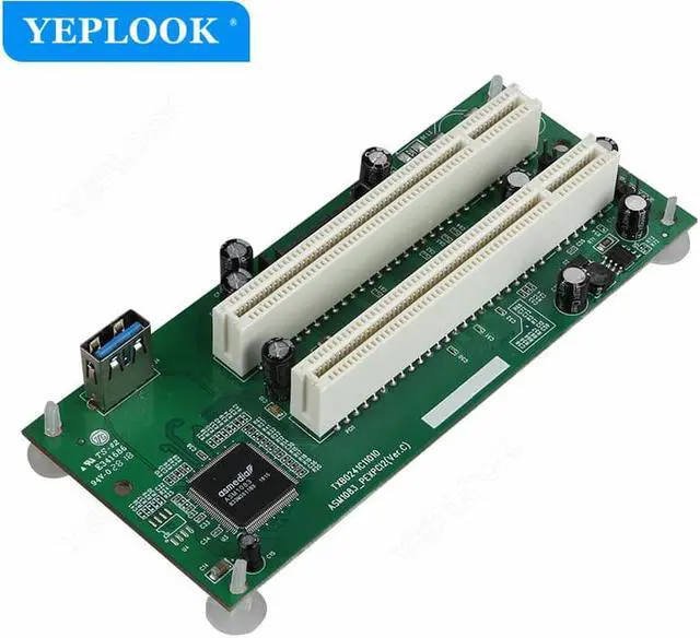 Alt view image 3 of 8 - PCIe to Dual PCI Adapter Card with USB3.0 Cable 5Gbps, PCI-E x1 to PCI Slot Riser Card Expansion Card Converter for Desktop