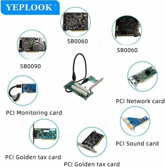 Alt view image 6 of 8 - PCIe to Dual PCI Adapter Card with USB3.0 Cable 5Gbps, PCI-E x1 to PCI Slot Riser Card Expansion Card Converter for Desktop