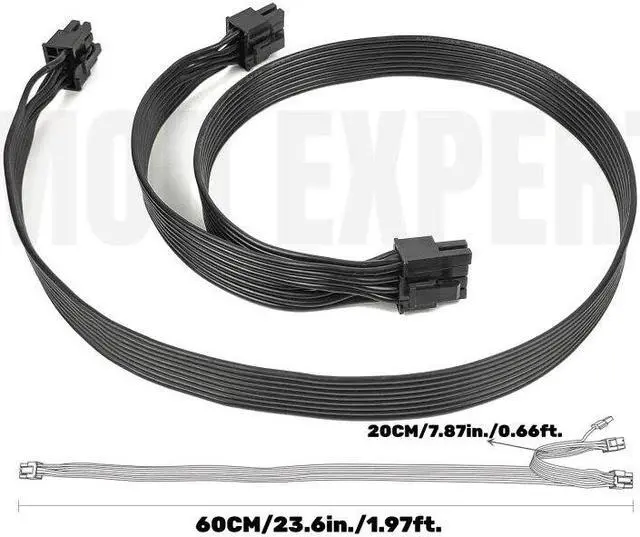 Alt view image 6 of 6 - YEPLOOK Dual PCI-E 8Pin 6+2Pin VGA Graphics Card GPU Power Cable for Corsair SF750, SF600, SF450 Type 4 Power, Flat Cable 18AWG 60+20 CM