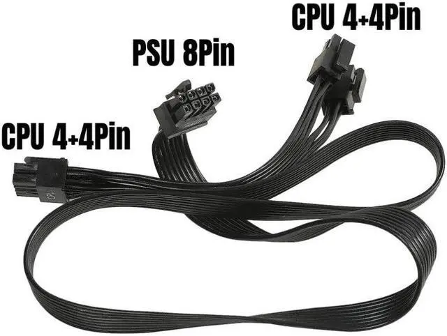 Alt view image 2 of 6 - Original Dual 4+4Pin CPU Cable for CORSAIR RM550x RM650x RM750xRM850x RM1000x Platinum Type 4 Modular Power Supply 70+8CM 18AWG