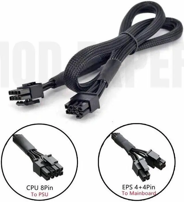 Alt view image 3 of 6 - Original CPU Power Cable Sleeved for CORSAIR HX650 HX750 HX850 HX1050 GOLD Type3 Modular PSU 8Pin to 4+4Pin P4 ATX12V 18AWG 65CM