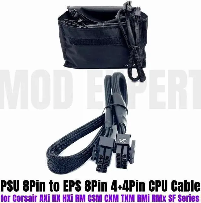 Alt view image 2 of 6 - Original CPU Power Cable Sleeved for CORSAIR HX650 HX750 HX850 HX1050 GOLD Type3 Modular PSU 8Pin to 4+4Pin P4 ATX12V 18AWG 65CM