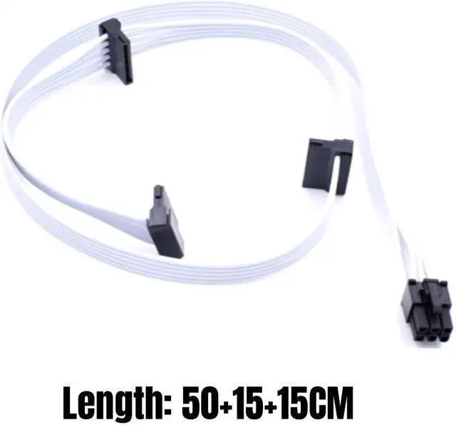 Alt view image 2 of 4 - White 3 SATA for CORSAIR RM750i RM850i RM1000i RM750 RM850 RM750x RM850x CX550F CX650F C750F Modular PSU for HDD SSD Power Cable