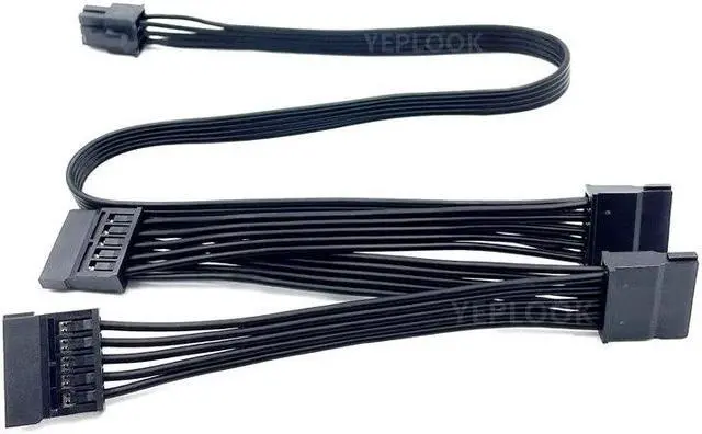 Alt view image 4 of 5 - YEPLOOK 6Pin to 4x SATA Straight Hard Drive HDD SSD Power Cable for Corsair AX760i AX860i AX1200i AX1500i AX-i Type 3 Modular Power, 18AWG 50+15+15+15CM