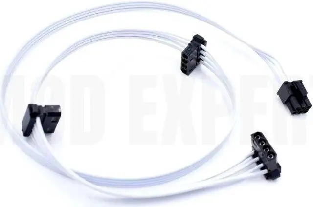 Alt view image 3 of 8 - NEW White 6Pin to 3 Molex IDE 4Pin Angled Case Fan Power Cable for CORSAIR CX550F CX650F CX750F RGB Modular PSU 50+15+15CM 18AWG