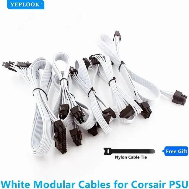 Alt view image 6 of 8 - NEW White 6Pin to 3 Molex IDE 4Pin Angled Case Fan Power Cable for CORSAIR CX550F CX650F CX750F RGB Modular PSU 50+15+15CM 18AWG