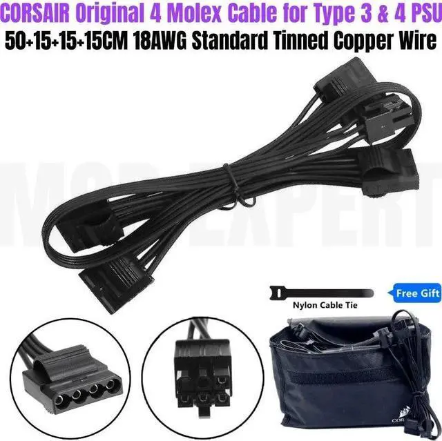 Main image of YEPLOOK 6Pin to 4 Molex IDE 4Pin PATA Perif Power Cable for Fan Optical Floppy Drive HDD for CORSAIR CX550 CX650 CX750 Modular Power