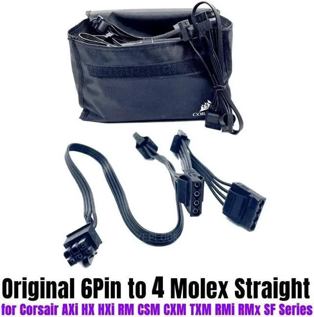 Alt view image 2 of 7 - Original 6P to 4 Molex IDE 4Pin PATA Perif Fan Optical Floppy Drive HDD Modular Power Cable for CORSAIR TX-M 550W 650W 750W 850W