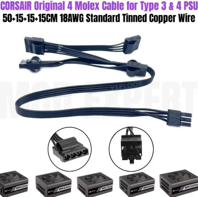 Main image of Original New 6Pin to 4 Molex IDE 4Pin PATA Perif Fan Cable for CORSAIR RM1000x, RM850x, RM750x, RM650x, RM550x Modular Power PSU