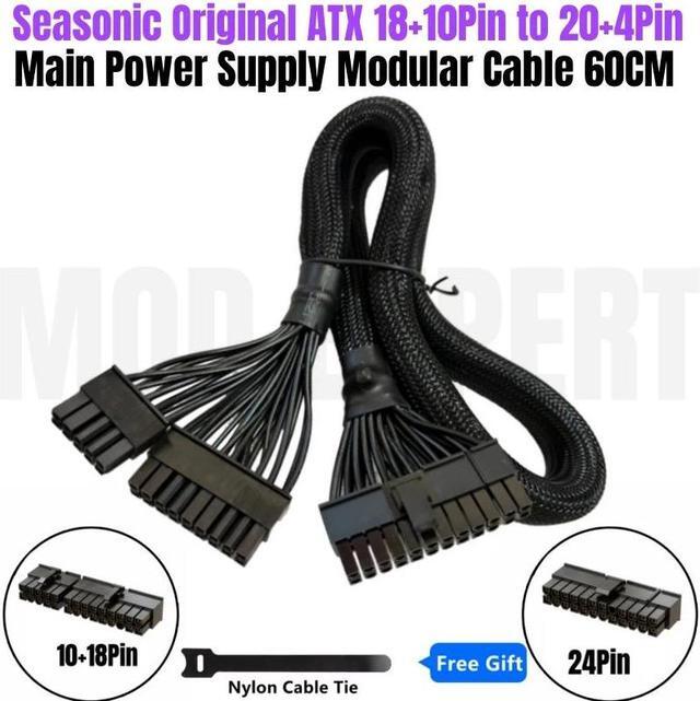 Alt view image 2 of 6 - Original SEASONIC CORE GX-650 GX-550 GX-500 18+10Pin to 20+4Pin 24Pin Sleeved ATX MB Main Power Cable for GX-Series Modular PSUs