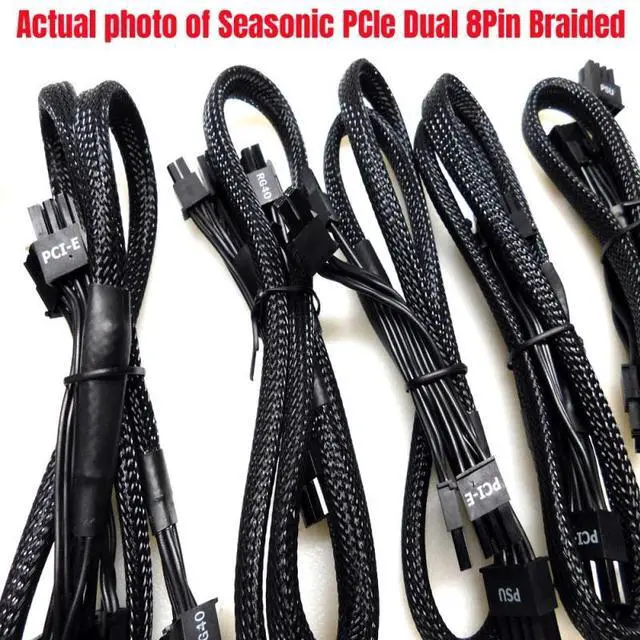 Alt view image 5 of 6 - Original Dual 8Pin 6+2Pin PCI-e VGA GPU Power Cable Braided for Seasonic SSR-750RM/650RM/550RM/450RM/360RM G-Series Modular PSU