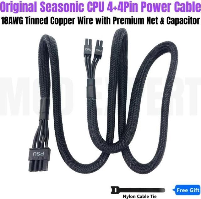 Alt view image 2 of 6 - Original Seasonic Modular Fonte PSU 8Pin to 4+4Pin CPU Power Cable Net for Prime SnowSilent 750 Titanium, 650 Platinum, 550 Gold