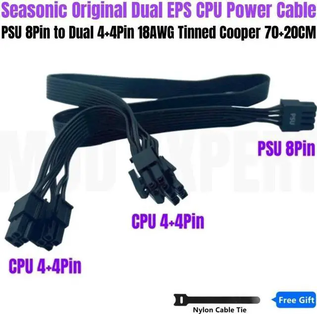 Main image of Genuine Seasonic Dual 8Pin 4+4P CPU Power Cable for SS-1200XP3, SS-1050XP3, SS-860XP2, SS-760XP2, SS-660XP2 Platinum Modular PSU