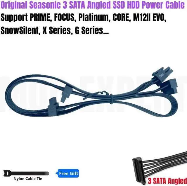 Main image of Genuine Seasonic 6Pin to 3 SATA Angled HDD SSD Modular Power Cable for FOCUS GM-850, GM-750, GM-650, GM-550, GM-500, GM-450 GOLD