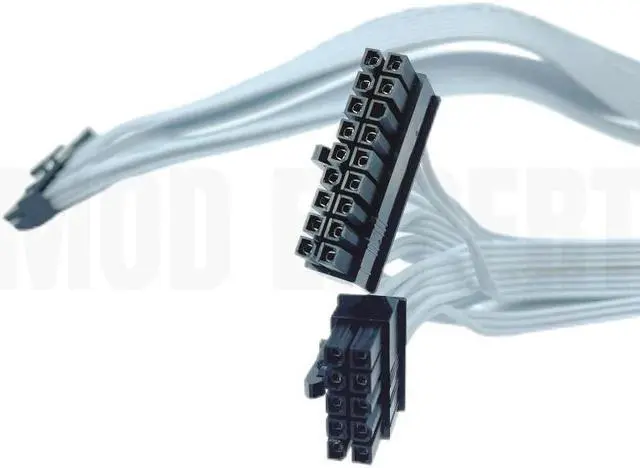 Alt view image 4 of 6 - White 18+10Pin to 24Pin ATX Motherboard Power Cable for Seasonic PRIME SnowSilent/VERTEX GX/FOCUS GX Modular Power Unit PSU 60CM