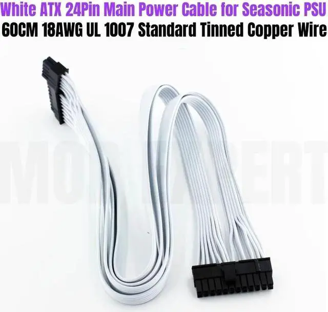 Main image of White 18+10Pin to 24Pin ATX Motherboard Modular Power Cable for Seasonic VERTEX GX-1200 GX-1000 WHITE EDITION Power Supply Unit