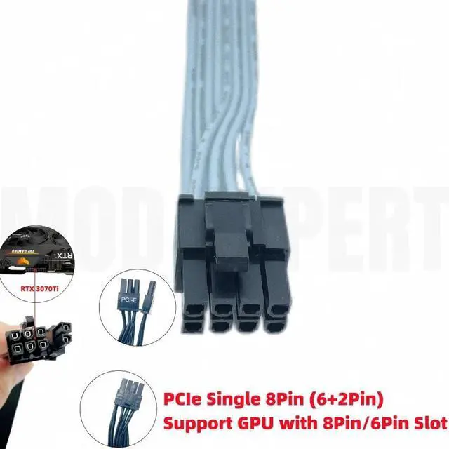 Alt view image 6 of 6 - White PCIe Dual 8Pin 6+2Pin Graphic Card GPU Power Cable for Seasonic PRIME SnowSilent 750W Titanium/ 650W Platinum/ 550W Gold