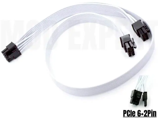 Alt view image 4 of 6 - White PCIe Dual 8Pin 6+2Pin Graphic Card GPU Power Cable for Seasonic PRIME SnowSilent 750W Titanium/ 650W Platinum/ 550W Gold