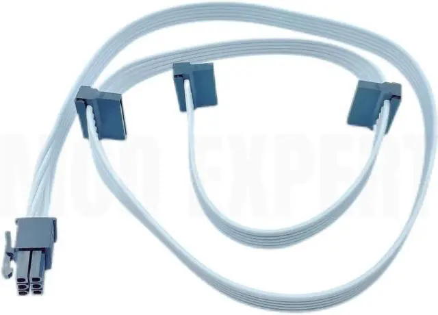 Alt view image 2 of 6 - 6Pin to 3 SATA Angled White Modular Power Cable for Seasonic FOCUS GX 1000W 850W 750W ATX3.0 WHITE GOLD Modular Power PSU 18AWG