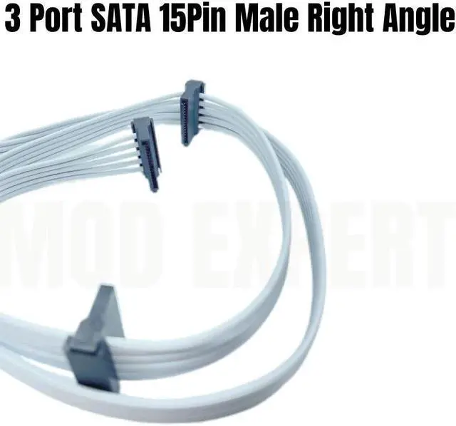 Alt view image 5 of 6 - 6Pin to 3 SATA Angled White Modular Power Cable for Seasonic FOCUS GX 1000W 850W 750W ATX3.0 WHITE GOLD Modular Power PSU 18AWG