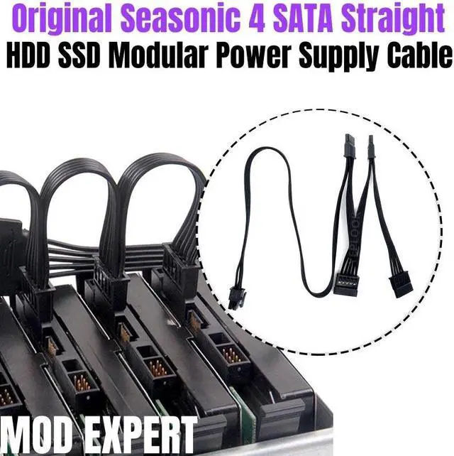 Main image of Original Seasonic 4 SATA Male Straight HDD SSD Power Cable for Seasonic M12II EVO 850W 750W 620W 520W Bronze Full Modular Power