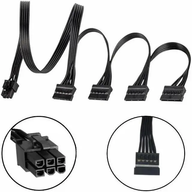 Alt view image 2 of 6 - Original Seasonic 4 SATA Straight HDD SSD Power Cable for Seasonic FOCUS PLUS 1000W 850W 750W 650W 550W GOLD Modular Power Unit