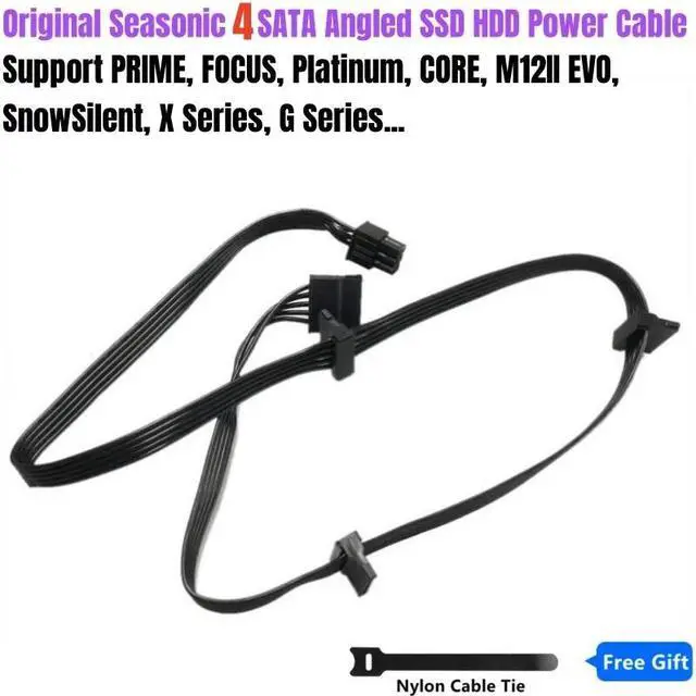 Main image of Original Seasonic 4 SATA Angled SSD HDD Riser Power Cable for PRIME Platinum 1600W, 1300W, 1200W, 1000W, 850W Modular Power Unit