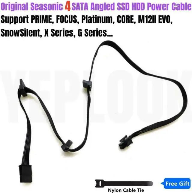 Main image of Original Seasonic 4 SATA Angled HDD SSD Modular Power Cable for Seasonic FOCUS GX-1000, GX-850, GX-750, GX-650, GX-550 PLUS GOLD