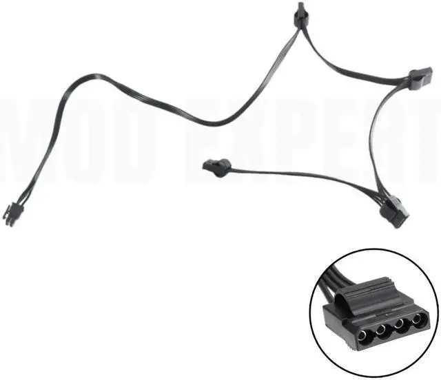Alt view image 5 of 6 - Original Seasonic 6Pin to 4 Molex IDE 4Pin Female Peripheral Modular Power Cable for Seasonic Snow Silent 750W 1050W 1250W Power