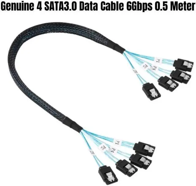 Alt view image 7 of 7 - 4 SATA3.0 0.5M/1.6ft. SATAIII Data Cable SAS Serial ATA 7Pin 6Gbps for BTC Mining, NAS, HDD Disk SSD, Optical Drive, Server Host
