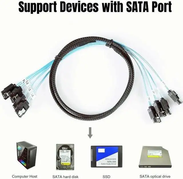 Alt view image 2 of 7 - 6 SATA3.0 SATAIII 6Gbps Data Cable 0.5 Meter SAS Serial ATA 7Pin for BTC Mining, NAS, HDD Disk SSD, Optical Drive, Server Host