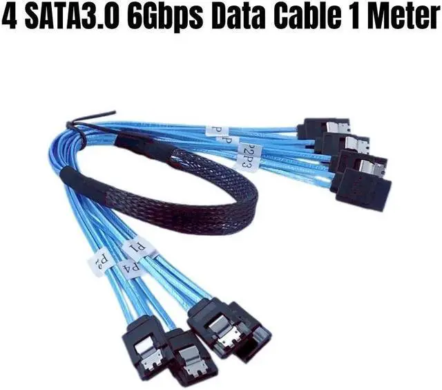 Alt view image 7 of 7 - 4 SATA3.0 SATAIII 1M/3.3FT SAS Serial ATA 7Pin 6Gbps Data Cable for BTC Mining, NAS, HDD Disk SSD, Optical Drive, Server Host