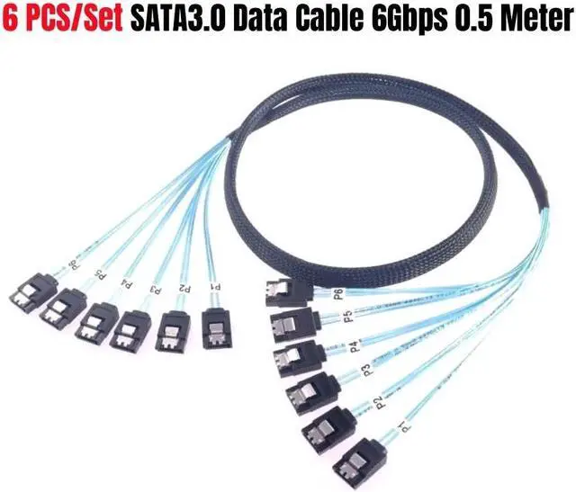 Main image of 6 SATA3.0 SATAiii 1M/3.3FT SAS 7Pin Male Straight 6Gbps Data Cable for BTC Mining, NAS, HDD Disk SSD, Optical Drive, Server Host