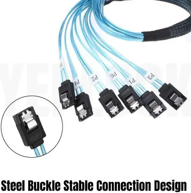 Alt view image 4 of 7 - 4 SATA3.0 0.5M/1.6ft. SATAIII Data Cable SAS Serial ATA 7Pin 6Gbps for BTC Mining, NAS, HDD Disk SSD, Optical Drive, Server Host