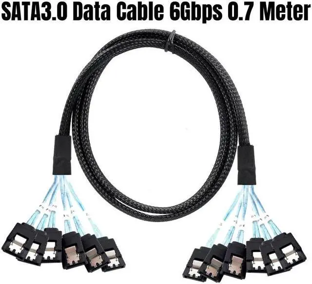 Main image of 4 SATA3.0 0.5M/1.6ft. SATAIII Data Cable SAS Serial ATA 7Pin 6Gbps for BTC Mining, NAS, HDD Disk SSD, Optical Drive, Server Host
