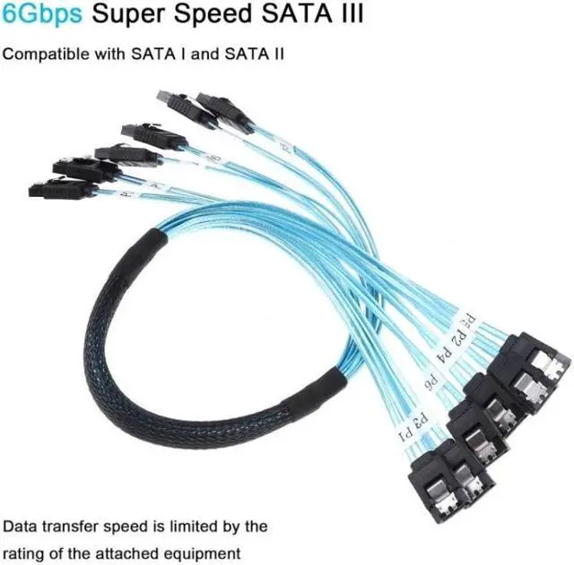 Alt view image 5 of 7 - 4 SATA3.0 0.5M/1.6ft. SATAIII Data Cable SAS Serial ATA 7Pin 6Gbps for BTC Mining, NAS, HDD Disk SSD, Optical Drive, Server Host
